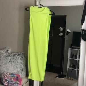 Neon yellow midi dress